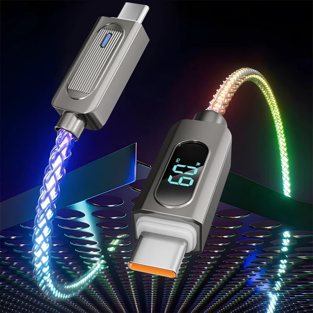 Alt view image 6 of 7 - Up USB-C Cable 2 Pack 5ft LED Charger RGB USBC to USBC Charging Cords | Multicolored RGB Colorful Gradual Type C LED Charging Cable Type C Charger Cord for iPhone 17 16 15 Samsung Galaxy S26 S25 24
