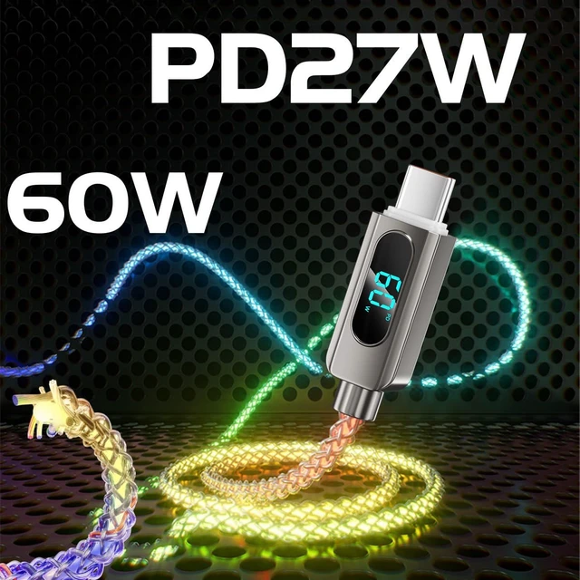 Alt view image 7 of 7 - Up USB-C Cable 2 Pack 5ft LED Charger RGB USBC to USBC Charging Cords | Multicolored RGB Colorful Gradual Type C LED Charging Cable Type C Charger Cord for iPhone 17 16 15 Samsung Galaxy S26 S25 24