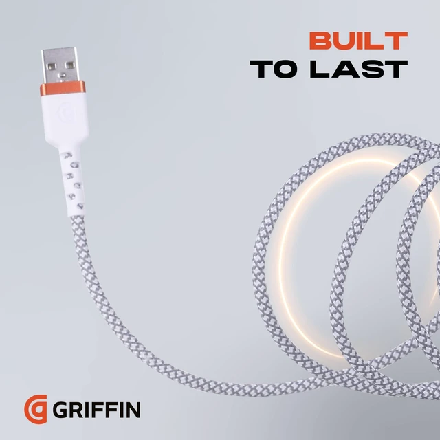 Alt view image 3 of 3 - Griffin USB-C to USB-A Cable, Fast Charging Cable with 48 Spindle Braiding, Aluminum Heads, 30,000 Bend Lifespan, Durable Fast Charging Cable