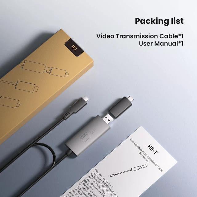 Alt view image 4 of 4 - Anyking H5 Video Conversion Cable for Triple Laptop Screen Extenders, 2-in-1 USB A/C Solution for Laptops Lacking Display Type-C Ports, Overcomes M1 M2 M3 MacBook Limits