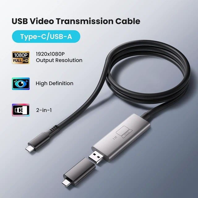 Alt view image 3 of 4 - Anyking H5 Video Conversion Cable for Triple Laptop Screen Extenders, 2-in-1 USB A/C Solution for Laptops Lacking Display Type-C Ports, Overcomes M1 M2 M3 MacBook Limits