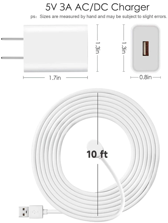 Alt view image 7 of 7 - Arlo Camera Charger 2 Pack 10FT Compatible with Arlo Pro 5S 2K, Pro 4, Pro 3, Ultra 2, Ultra, Floodlight, Go 2 Cameras, arlo Magnetic Charging Cable Outdoor Weather Resistant Connector Power Adapter