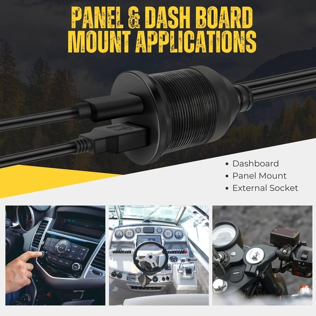 Alt view image 5 of 7 - TNP Dual USB 3.0 Flush Panel Mount Extension Cable for Car Dash, 6 ft | Male-To-Female Dashboard Port with Weather-Resistant Cap; Fits Cars, Trucks, Boats, Motorcycles and Other Vehicles