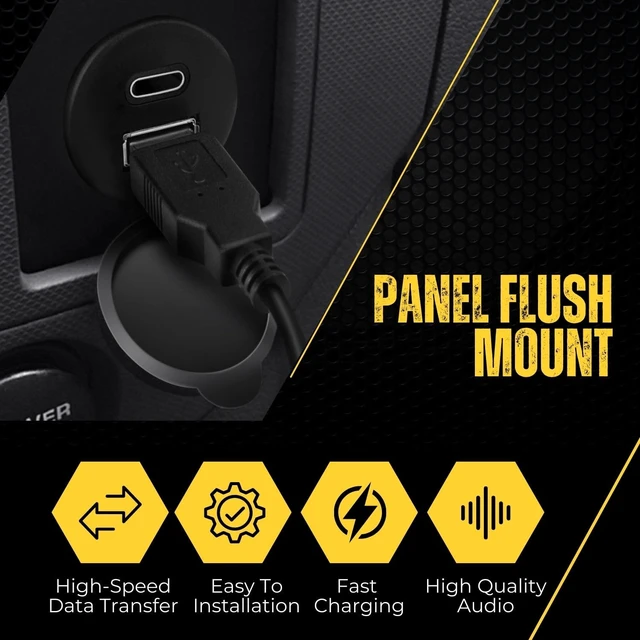 Alt view image 7 of 7 - TNP Dual USB 3.0 Flush Panel Mount Extension Cable for Car Dash, 6 ft | Male-To-Female Dashboard Port with Weather-Resistant Cap; Fits Cars, Trucks, Boats, Motorcycles and Other Vehicles