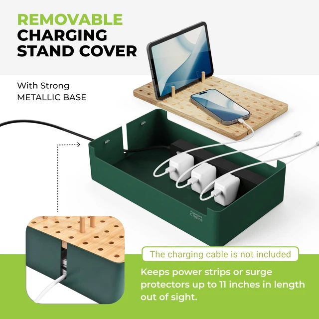 Alt view image 6 of 7 - Prosumer's Choice Bamboo Charging Station - Multi Charger Station Organizer - Desk Docking Station for Phones, Tablets, Laptop - Wooden Charging Station with Removable Dividers - Cables Not Included
