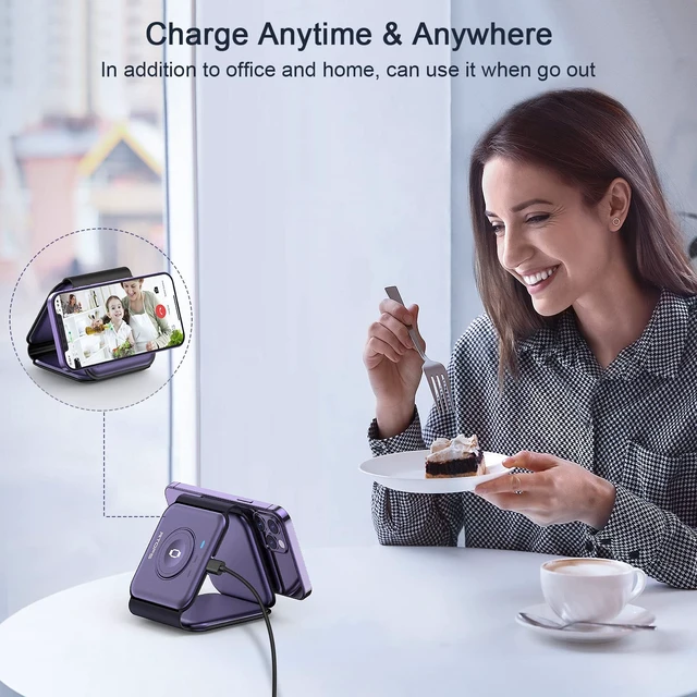 Alt view image 6 of 7 - 3 in 1 Wireless Charging Station for Apple,Foldable Magnetic Travel Charger Portable Charging Pad for Magsafe Multiple Devices iPhone 17/16/15/14/13/12 Pro/Max,Watch,AirPods Bedside Office Stand etc.