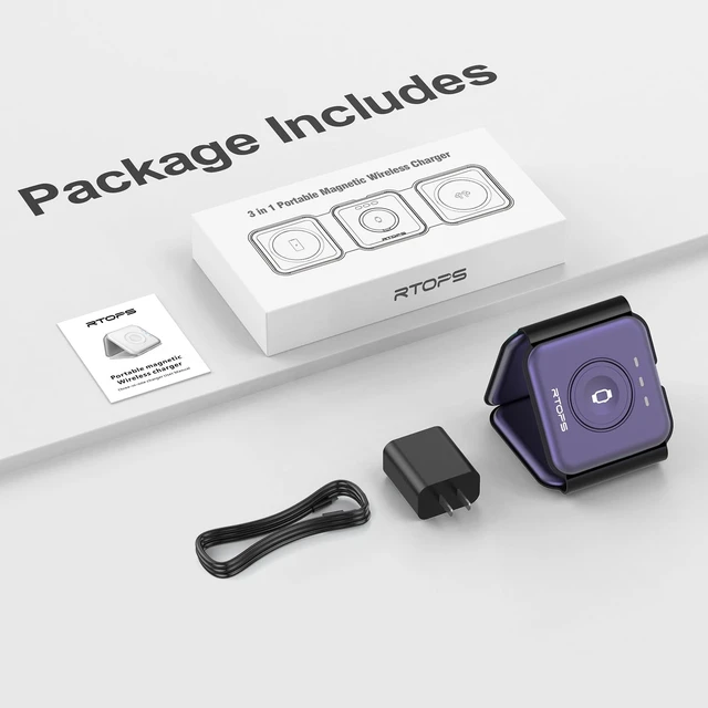 Alt view image 7 of 7 - 3 in 1 Wireless Charging Station for Apple,Foldable Magnetic Travel Charger Portable Charging Pad for Magsafe Multiple Devices iPhone 17/16/15/14/13/12 Pro/Max,Watch,AirPods Bedside Office Stand etc.