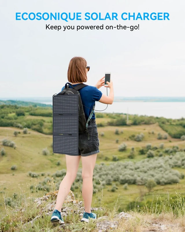 Alt view image 5 of 7 - Ecosonique 30W Portable Foldable Solar Panel Charger with USB-C & USB-A | Lightweight, ETFE, Waterproof, Compatible with Camping, Outdoor, Travel with Cell Phones, iPhone, iPad, Samsung, Power Banks