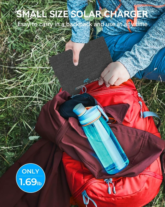 Alt view image 7 of 7 - Ecosonique 30W Portable Foldable Solar Panel Charger with USB-C & USB-A | Lightweight, ETFE, Waterproof, Compatible with Camping, Outdoor, Travel with Cell Phones, iPhone, iPad, Samsung, Power Banks