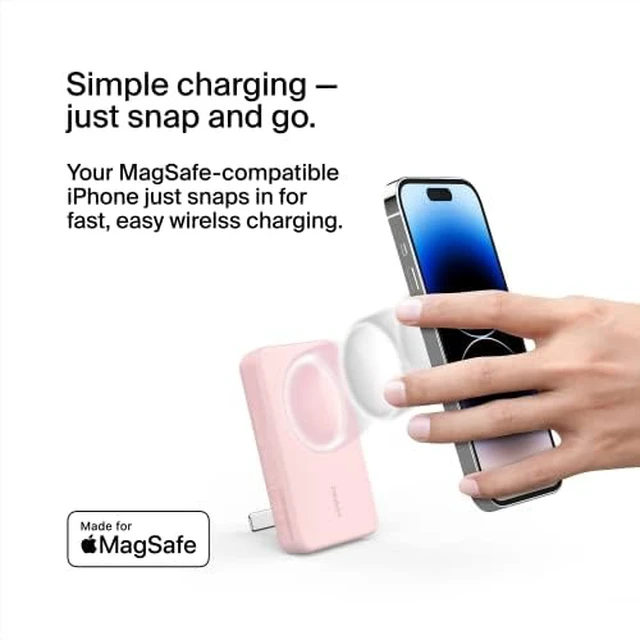Alt view image 3 of 7 - Belkin 5000mAh 7.5W MagSafe Power Bank with Kickstand | Wireless Charging Battery Pack, iPhone 17, Air, Pro, Pro Max, iPhone 16, AirPods, Apple Watch, Pixel 10, Magnetic