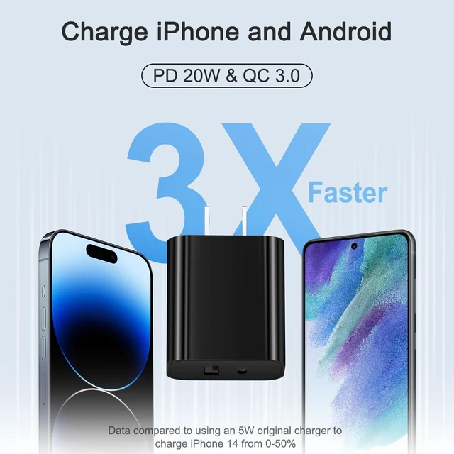 Alt view image 2 of 7 - USB C Charger Block Fast Charging Block Type C Charger Multiport Adapter | 20W Wall Chargers for iPhone Air/17/17 Plus/17 Pro/17 Pro Max/16/16 Plus/16 Pro/16 Pro Max/15/15 Pro/15 Max/14/Samsung(Black)