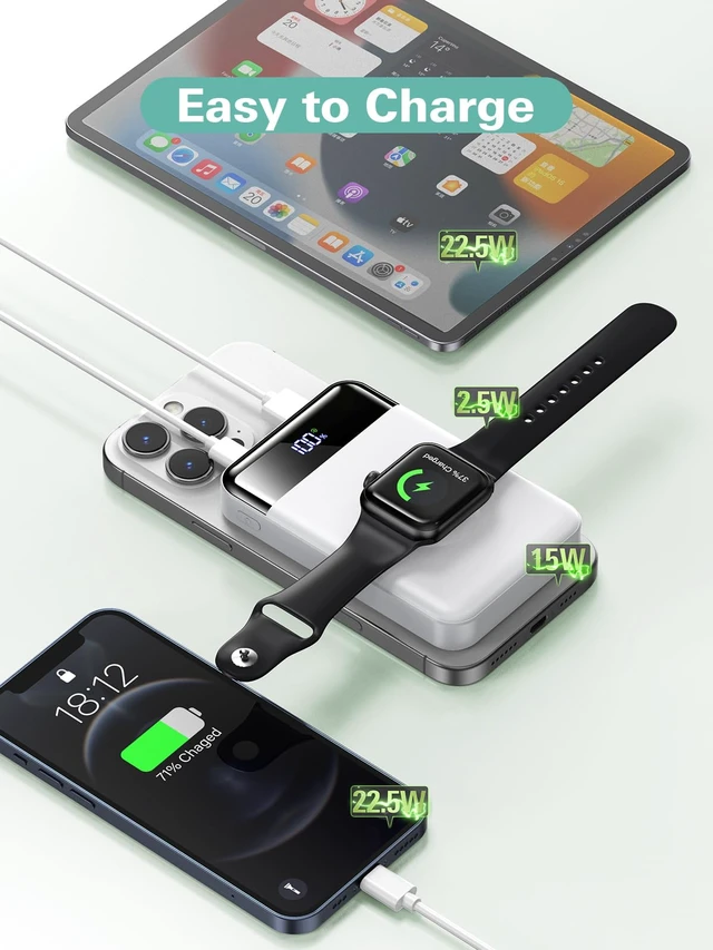 Alt view image 4 of 7 - for Magsafe Portable Charger, 10000mAh Power Bank Magnetic Battery Pack | 22.5W Fast Charging, for iPhone 17/16/15/14/13/12, Travel Essentials, Wireless charger for Apple Watch Ultra/11/10/9/8/7/6/SE