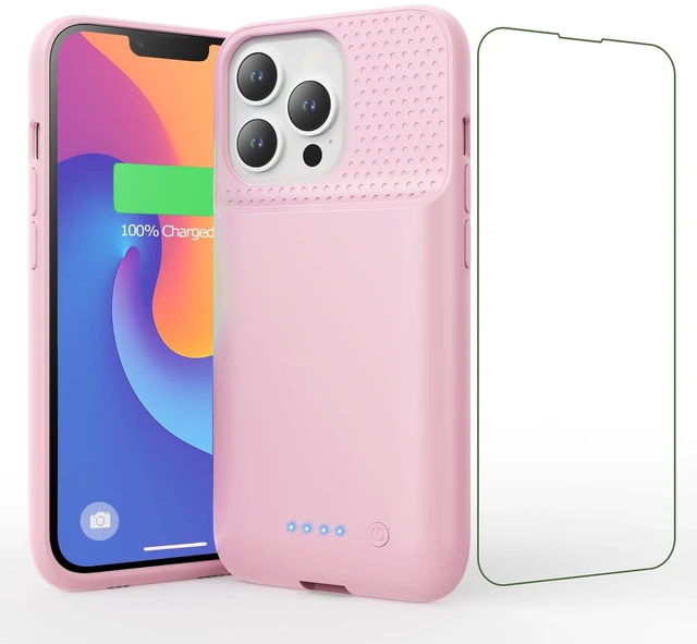 Main image of Battery Case for iPhone 14/13 Pro/13, 7500mAh Rechargeable Portable Charging Case, 360° Protection Extended Battery Charger Cover Battery Pack Compatible with iPhone 13/13 Pro/14 (6.1 inch)-Pink