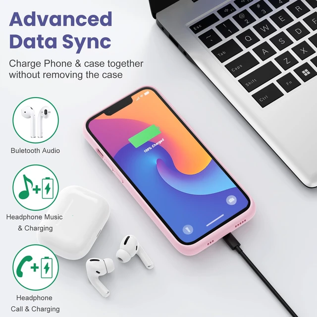 Alt view image 5 of 7 - Battery Case for iPhone 14/13 Pro/13, 7500mAh Rechargeable Portable Charging Case, 360° Protection Extended Battery Charger Cover Battery Pack Compatible with iPhone 13/13 Pro/14 (6.1 inch)-Pink