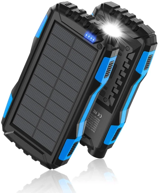 Main image of Mregb Solar Charger Power Bank 42800mAh, Portable Charger, Solar Power Bank,External Battery Pack 5V3.1A Qc 3.0 Fast Charger Built-in Super Bright Flashlight (Blue)
