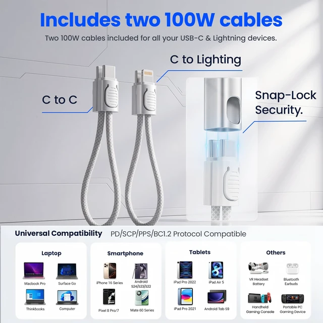 Alt view image 5 of 7 - USB C Charger Fast Charging, GaN Keychain Portable Quick Charger with 2 Pack USB Type C to Lightning, Wall Charger Block Foldable Ultra-Compact Adapter for iPad, iPhone 17/16/15 Pro(Silver)