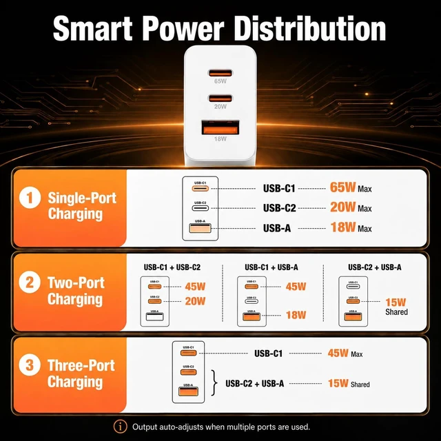Alt view image 2 of 7 - 65W Super Fast Charger PD3.0&6/10FT USBC Cable for iPhone iPad Air, MacBook | 3-Port GaN Type-C Charging Block PD/QC 3.0 for 17/16/15 Pro Max,Plus Samsung Galaxy S26/S25/S24,Tab, Android 3/6/10FT Cord