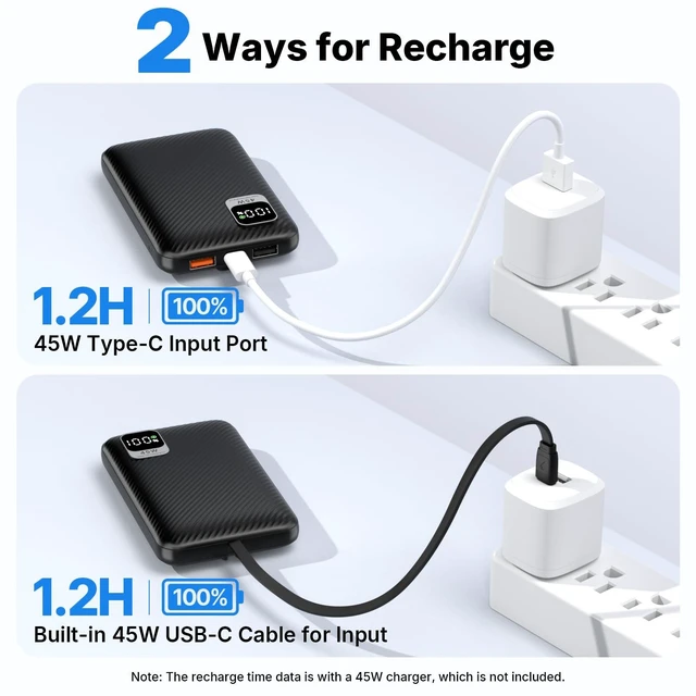 Alt view image 5 of 7 - 45W Super Fast Charging 2.0 Portable Charger 10000mAh Power Bank with Cable 10000mAh Slim USB C Battery Pack, for Samsung Galaxy S26 Ultra/S26/S26+/S25 Ultra/S25/S24 Ultra/S23 Ultra/S22 Ultra/Note 20