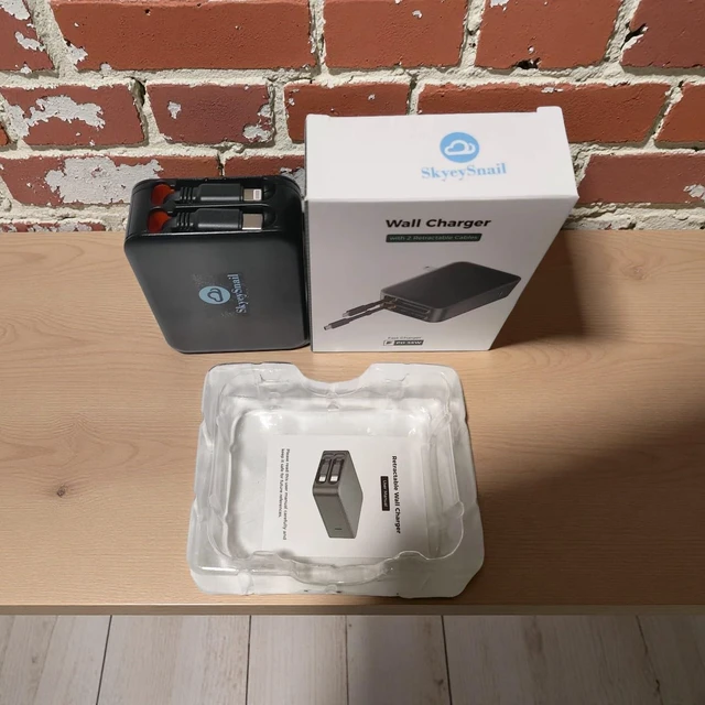 Alt view image 5 of 7 - Wall Charger, GaN Fast Charging, Retractable Dual Cables, USBC Port, Folding Plug, Compact Travel Multi Charging Block for iPhone, Samsung, Tables, iPad