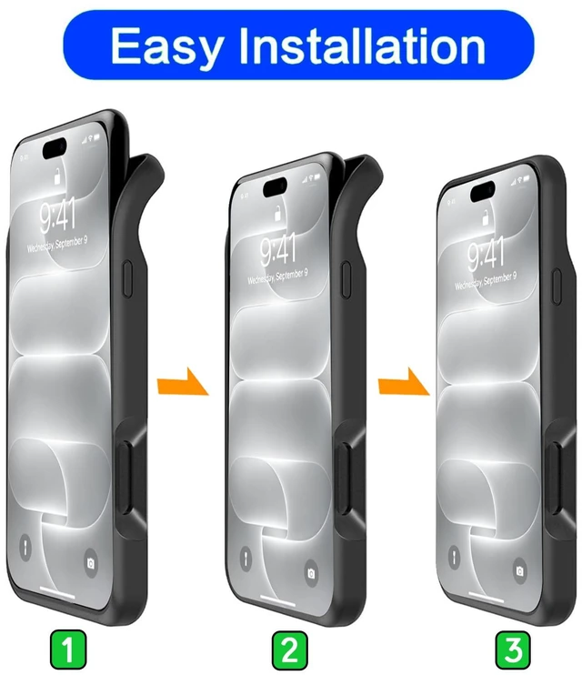 Alt view image 4 of 7 - Battery Case for iPhone 18 Pro Max, 12000mAh Pack Rechargeable Charger Case Support Carplay Wireless Charging Compatible for iPhone 18 Pro Max (6.9 inch) External Battery Charging Cover (Black)