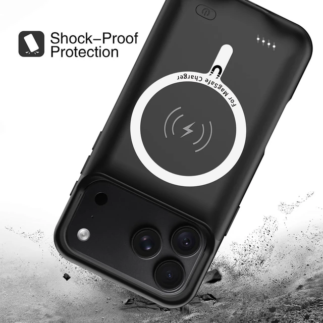 Alt view image 5 of 7 - Battery Case for iPhone 18 Pro Max, 12000mAh Pack Rechargeable Charger Case Support Carplay Wireless Charging Compatible for iPhone 18 Pro Max (6.9 inch) External Battery Charging Cover (Black)