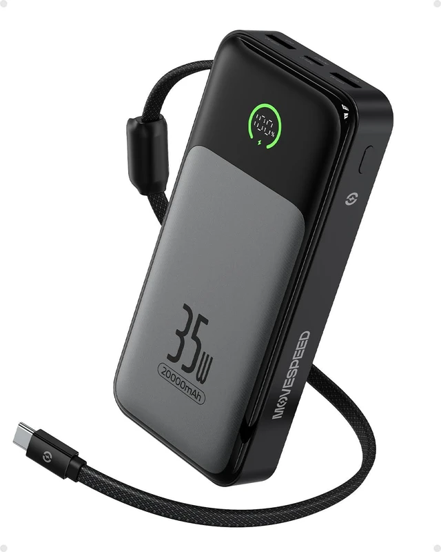Main image of MOVE SPEED 35W Portable Charger, 20000mAh Power Bank,Built in USB-C Cables | Battery Pack,Flight-Safe,Travel Essentials,LiFePO4 Car-Grade Safe Cell,for iPhone 18/17/16 Samsung,ipad