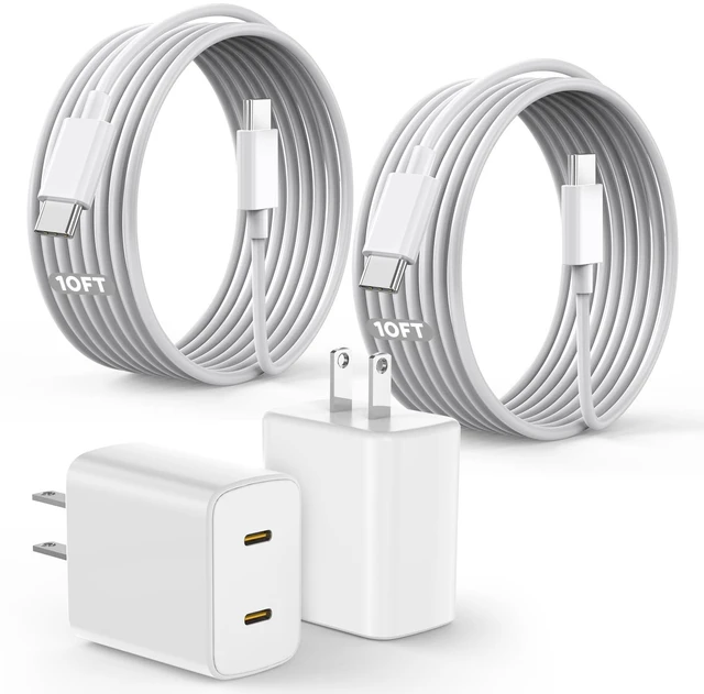 Main image of 45W Apple 17 16 15 Fast USB C Charge Block, 2-Pack Apple Charger Plug & 10FT Long USB C Cable Cords,iPhone 17 Charger Fast Charging,Compatible with iPhone 17/16/15/Air/Pro/Pro Max/e/Plus/iPad/AirPods