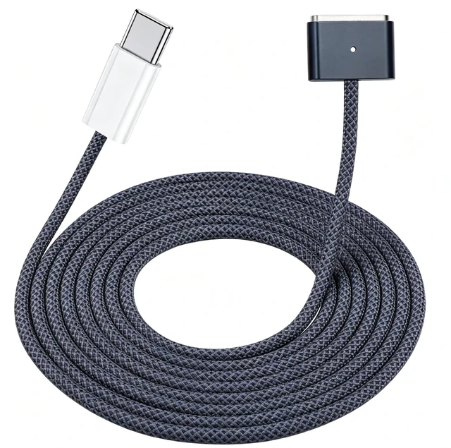 Main image of ZeitNah USB-C to Magnetic Cable for MacBook Air/Pro, 6.6 ft, Midnight | Compatible with MacBook Pro/Air 2021-2026, Supports M1/M2/M3/M4 Chips, Braided Cable with LED Indicator