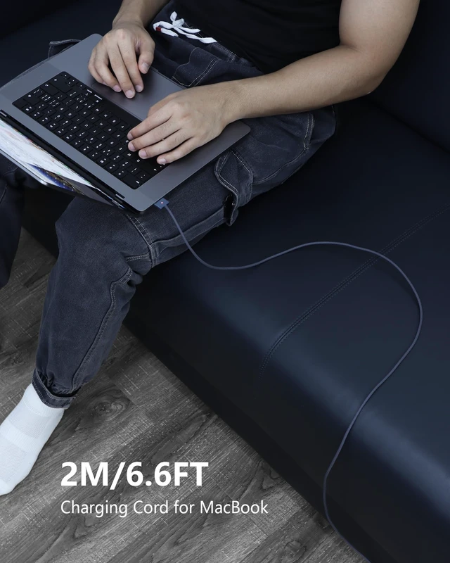 Alt view image 6 of 7 - ZeitNah USB-C to Magnetic Cable for MacBook Air/Pro, 6.6 ft, Midnight | Compatible with MacBook Pro/Air 2021-2026, Supports M1/M2/M3/M4 Chips, Braided Cable with LED Indicator