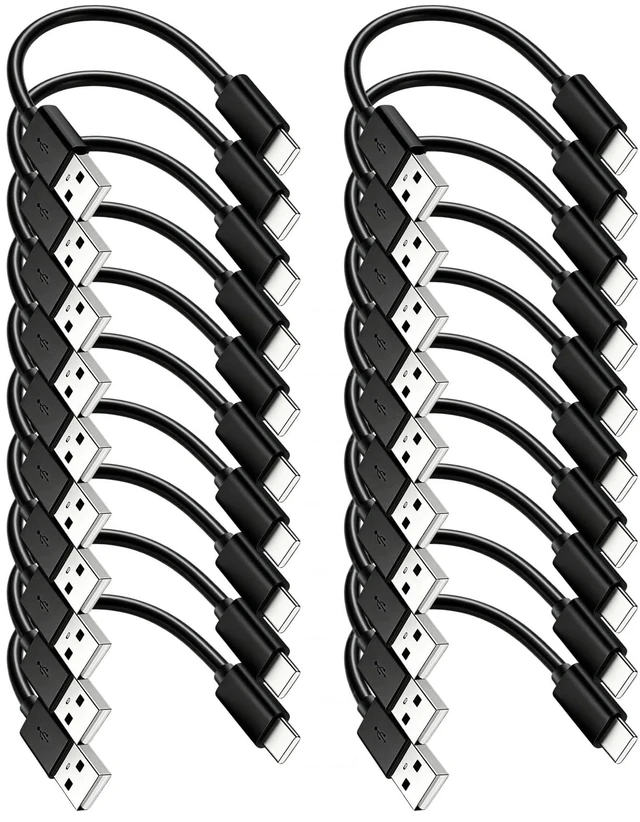 Main image of Short USB to USB C Cable 6 inch 20-Pack, Fast Charging Data Sync A to C | USB Type-C Power and Data Cord for Power Bank,TV stick,E-reader,Headphone,Phone,Computer, Fan, Watch, LED, Game Controller