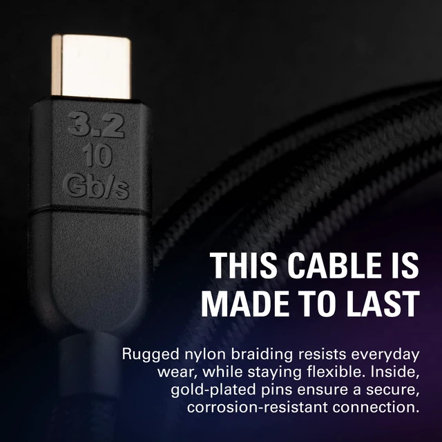 Alt view image 5 of 6 - Elgato USB-C 3.2 C-to-C Cable, 10 Gb/s, 1.5m | 3A power delivery, Gold-plated connectors, Rugged nylon braiding, Compatible with Mac, PC, gaming peripherals