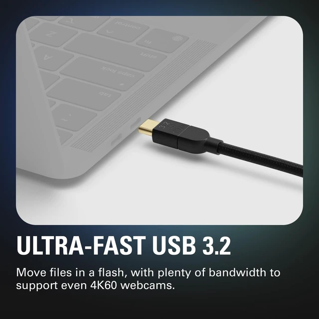 Alt view image 4 of 6 - Elgato USB-C 3.2 C-to-C Cable, 10 Gb/s, 1.5m | 3A power delivery, Gold-plated connectors, Rugged nylon braiding, Compatible with Mac, PC, gaming peripherals