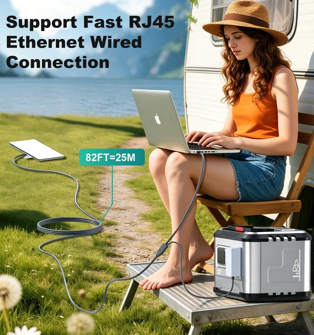 Alt view image 2 of 7 - HanCenDa 2 in 1 for Starlink Mini Ethernet Cable 32.8FT/10M | Starlink Mini Power Cable + RJ45 Ethernet Cable, DC to DC, DC to C Power Cable Relacement Waterproof Accessries for Boat/RV