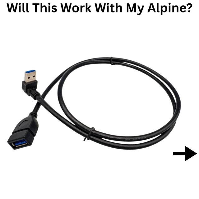 Alt view image 2 of 4 - TRUVARO USB Extension Cable Replacement for Alpine iLX-407 iLX-W650 Car Receiver Radio 90 Degree Male to Female Exact Fit Part 3.35FT 1m