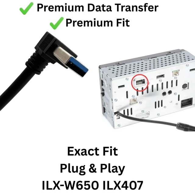 Alt view image 3 of 4 - TRUVARO USB Extension Cable Replacement for Alpine iLX-407 iLX-W650 Car Receiver Radio 90 Degree Male to Female Exact Fit Part 3.35FT 1m