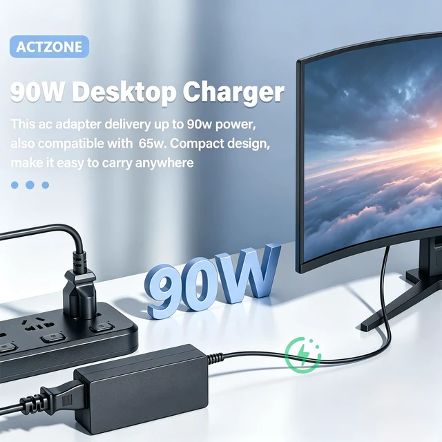 Alt view image 6 of 6 - 90W AC Adapter Compatible with Lenovo ThinkCentre 90W Power Cord M93p M90p Fit for M920q M73 M70q M53 Tiny PC Thinkcentre Neo 50a 50q 30a IdeaCentre C260 C350 C360 All-in-One Desktop 57327041 57327436