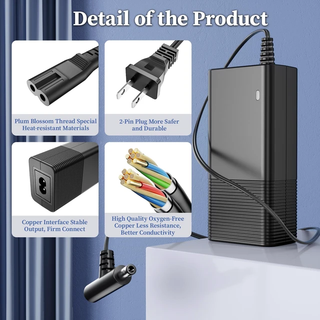 Alt view image 5 of 7 - 14V Charger for Soundboks Gen1 Gen2 Gen3 Performance Speaker Power Cord | Replacement for Soundboks Batteryboks Rechargeable Battery Keyu KA4802A-1403300P Power Supply 8.2FT