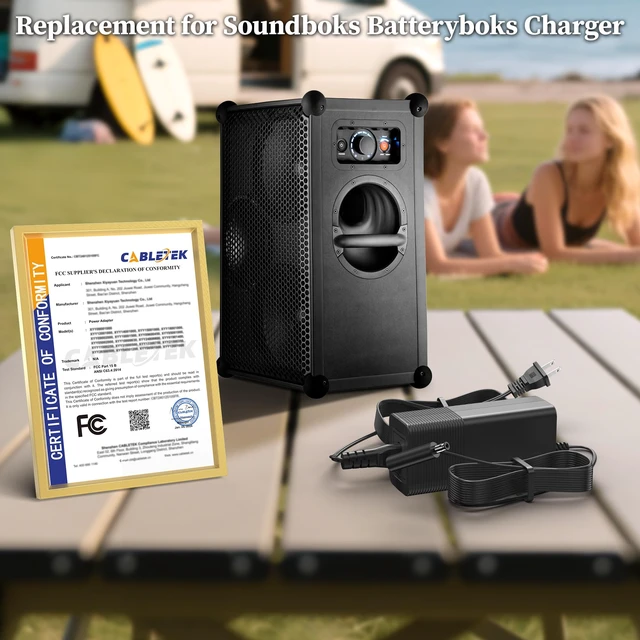 Alt view image 4 of 7 - 14V Charger for Soundboks Gen1 Gen2 Gen3 Performance Speaker Power Cord | Replacement for Soundboks Batteryboks Rechargeable Battery Keyu KA4802A-1403300P Power Supply 8.2FT