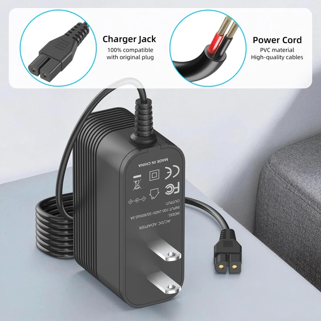 Alt view image 4 of 7 - Charger for KOKIDO EV90 XTROVAC 910 Pool Leaf Vacuum Cleaner 11.1V Battery | Heavy Duty Pool Leaf Vacuum Cleaner Power Cord, Original AC Adapter Replacement, Fast Charging
