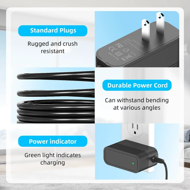 Alt view image 6 of 7 - Charger for KOKIDO EV90 XTROVAC 910 Pool Leaf Vacuum Cleaner 11.1V Battery | Heavy Duty Pool Leaf Vacuum Cleaner Power Cord, Original AC Adapter Replacement, Fast Charging