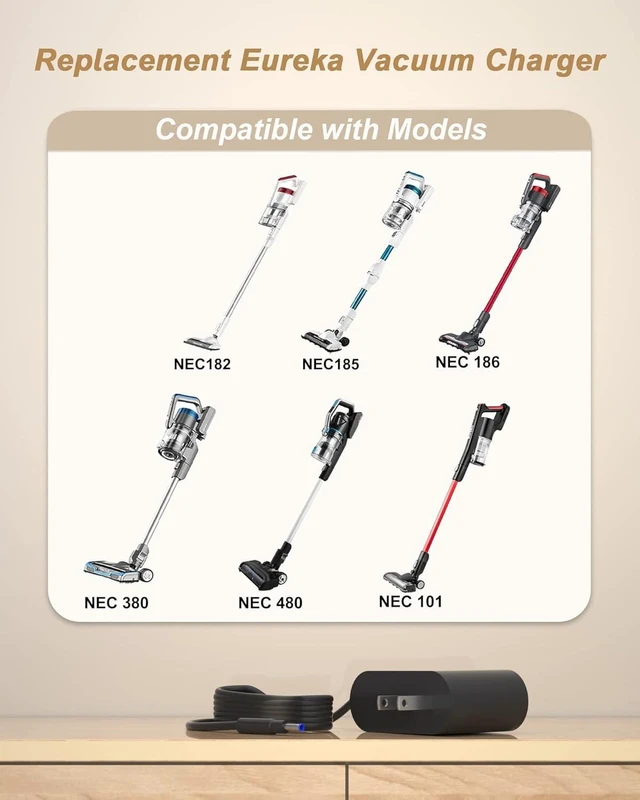 Alt view image 2 of 7 - WUKUR Charger for Eureka MC2805A Compatible with Eureka Rapid Clean Pro NEC180 NEC182 NEC185 NEC186 NEC280TL NEC380 NEC480 NEW400 Lightweight Cordless Vacuum Cleaner Adapter Power Supply