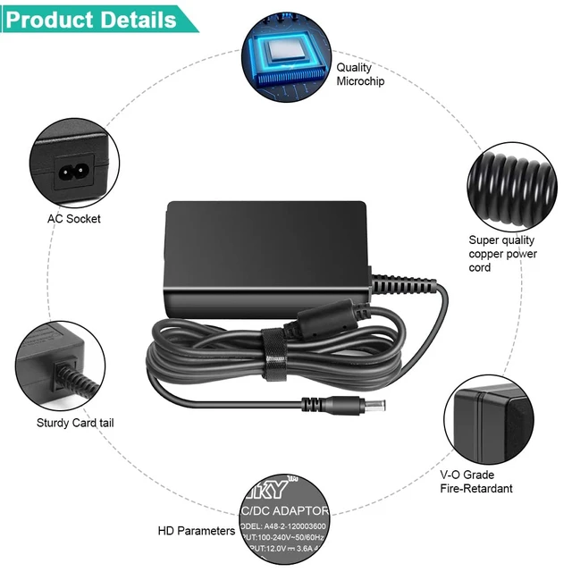 Alt view image 5 of 7 - HKY 12V AC Adapter Compatible with Panasonic Camera AG-UX90 AGUX90 AGUX 90 PAL 4K PAL4K AG-AC30 AG-AC30PJ AGAC30PJ AGAC30 AG-DVX200 Camcorder SAE0011 SAE0011AB AG-BRD50P Power Supply Battery Charger