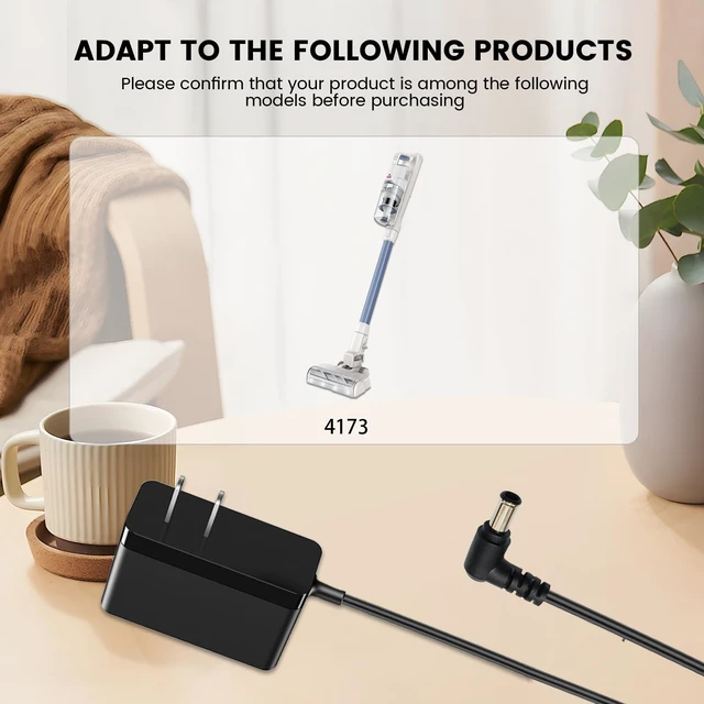 Alt view image 2 of 7 - Vacuum PowerClean Charger Compatible with Bissell 4173 4137 4194 | Replacement AC Adapter, for Self-Standing Cleaner Power 4173 4137 4194, Supply Cord, 30V, 5.91Ft