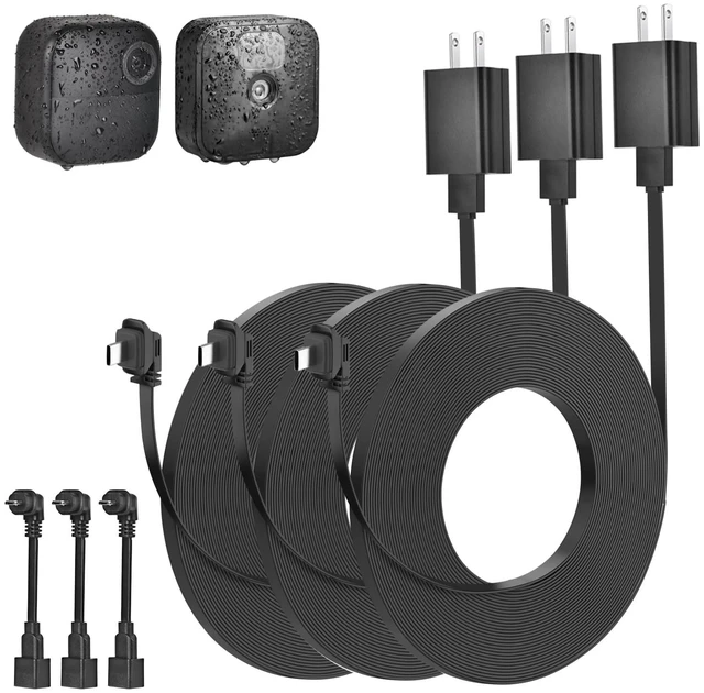 Main image of 3pack 30ft Weatherproof Power Cable and Adapter for Blink Outdoor 4(4th Gen)/ Outdoor(3rd Gen)& XT/XT2, Flat Power Cord with Micro USB Adapter, No More Battery Change, 24 Hours Charging
