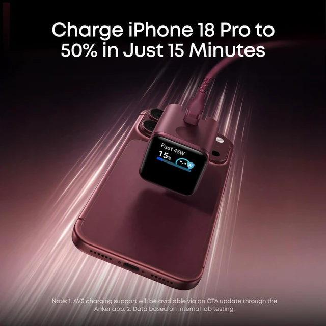 Alt view image 5 of 7 - Anker Nano Smart Display Charger, 45W Max USB C Charger for iPhone 18 Pro New iPhone Recognition and AVS Support via OTA Update, Care Mode Extends Battery Life, Phone Charger for iPhone 18/17 Pro Max