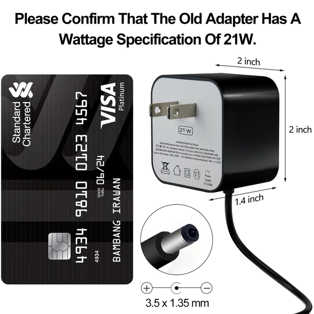 Alt view image 5 of 7 - ZTTXL 21W Power Adapter for Echo (1st & 2nd Generation), Echo Show (1st Gen), Echo Plus (1st Gen), Fire TV (2nd Gen), Echo Look, Echo Link, 5Ft AC Adapter Power Cord