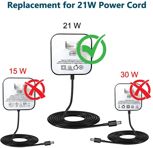 Alt view image 7 of 7 - ZTTXL 21W Power Adapter for Echo (1st & 2nd Generation), Echo Show (1st Gen), Echo Plus (1st Gen), Fire TV (2nd Gen), Echo Look, Echo Link, 5Ft AC Adapter Power Cord