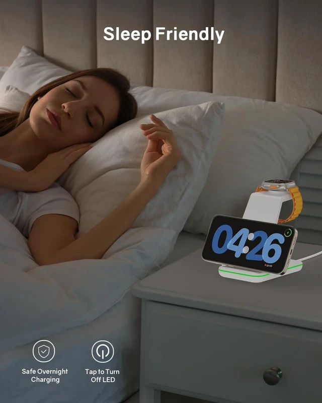 Alt view image 5 of 7 - Wireless Charging Station for Apple - 3 in 1 Wireless Charger Stand Dock Watch and Phone Charger Station for Apple Watch 11/8/7/SE/6/5/4/3/2, iPhone 17 Air 16-12 Pro Max SE XS X, Samsung, AirPods