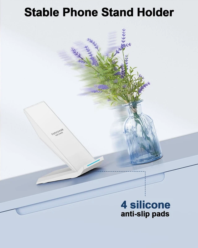 Alt view image 7 of 7 - NANAMI Fast Wireless Charger - Charging Stand 7.5W Compatible with iPhone 18 Pro/18 Pro Max/17/17 Pro/17 Pro Max/16/15/14/13/12, 10W Phone Charger Dock for Samsung Galaxy S26/S26+/S25/S24/S23/S22