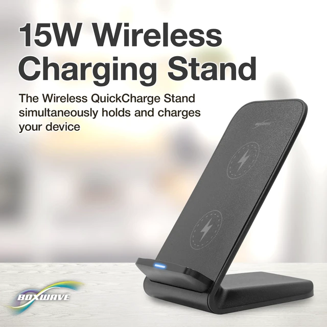 Alt view image 3 of 7 - BoxWave Charger Compatible with Xiaomi Mi 10 Pro - Wireless QuickCharge Stand (15W), Desktop Viewing Wireless Charging - Jet Black